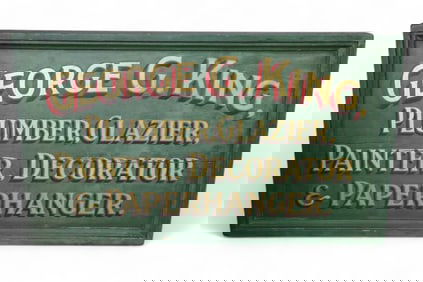 GEORGE G. KING PLUMBER WOOD SIGN