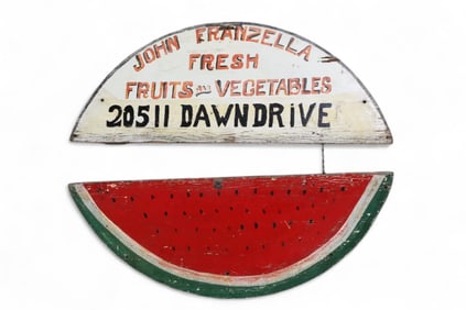 jOHN FRANZELLA FRESH FRUIT WOOD SIGN