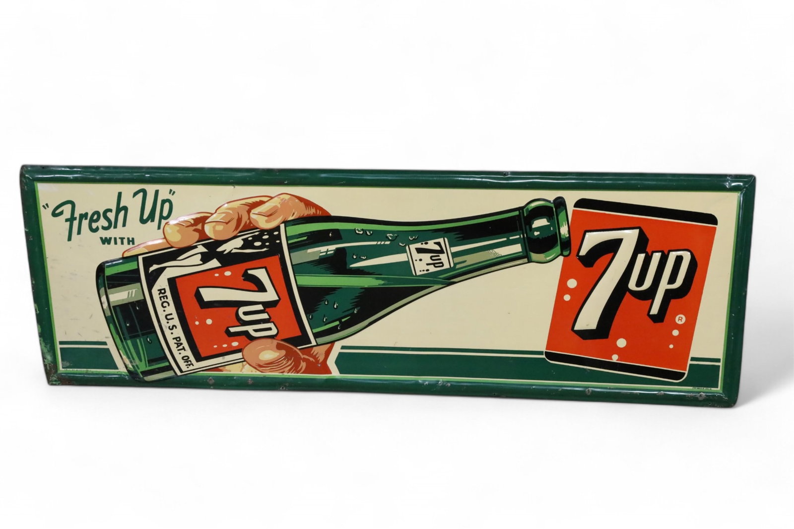 7UP W/ LADY ON BOTTLE METAL SIGN (TAC) (1 of 5)