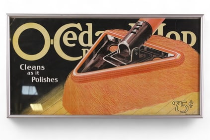 O-CEDAR MOP CARDBOARD SIGN FRAMED