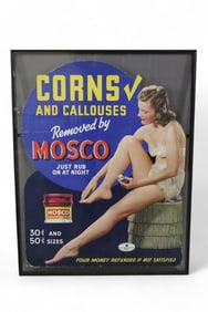 MOSCO "CORNS & CALLOUSES" CARDBOARD SIGN