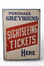 PURCHASE GREYHOUND HERE MASONITE SIGN