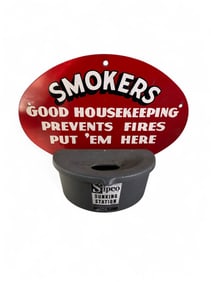 SMOKERS METAL SIGN W/ ASHTRAY