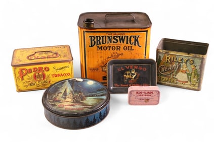 6-METAL ADVERTISING CANS & TRAYS