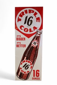 TRIPLE 16 COLA W/ BOTTLE LOGO METAL SIGN (TAC)