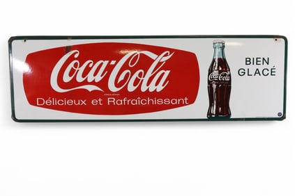 COCA-COLA W/ BOTTLE PORCELAIN SIGN (TAC)