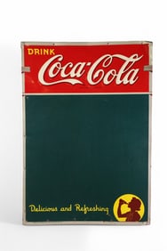 DRINK COCA-COLA W/ LADY METAL MENU SIGN (TAC)