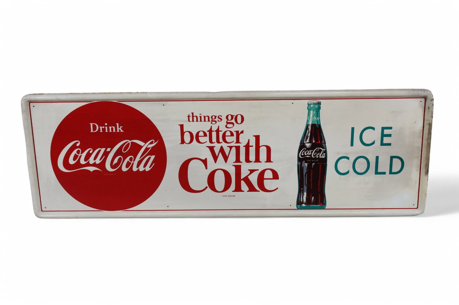 DRINK COCA-COLA W/ BOTTLE METAL SIGN (TAC) (1 of 5)