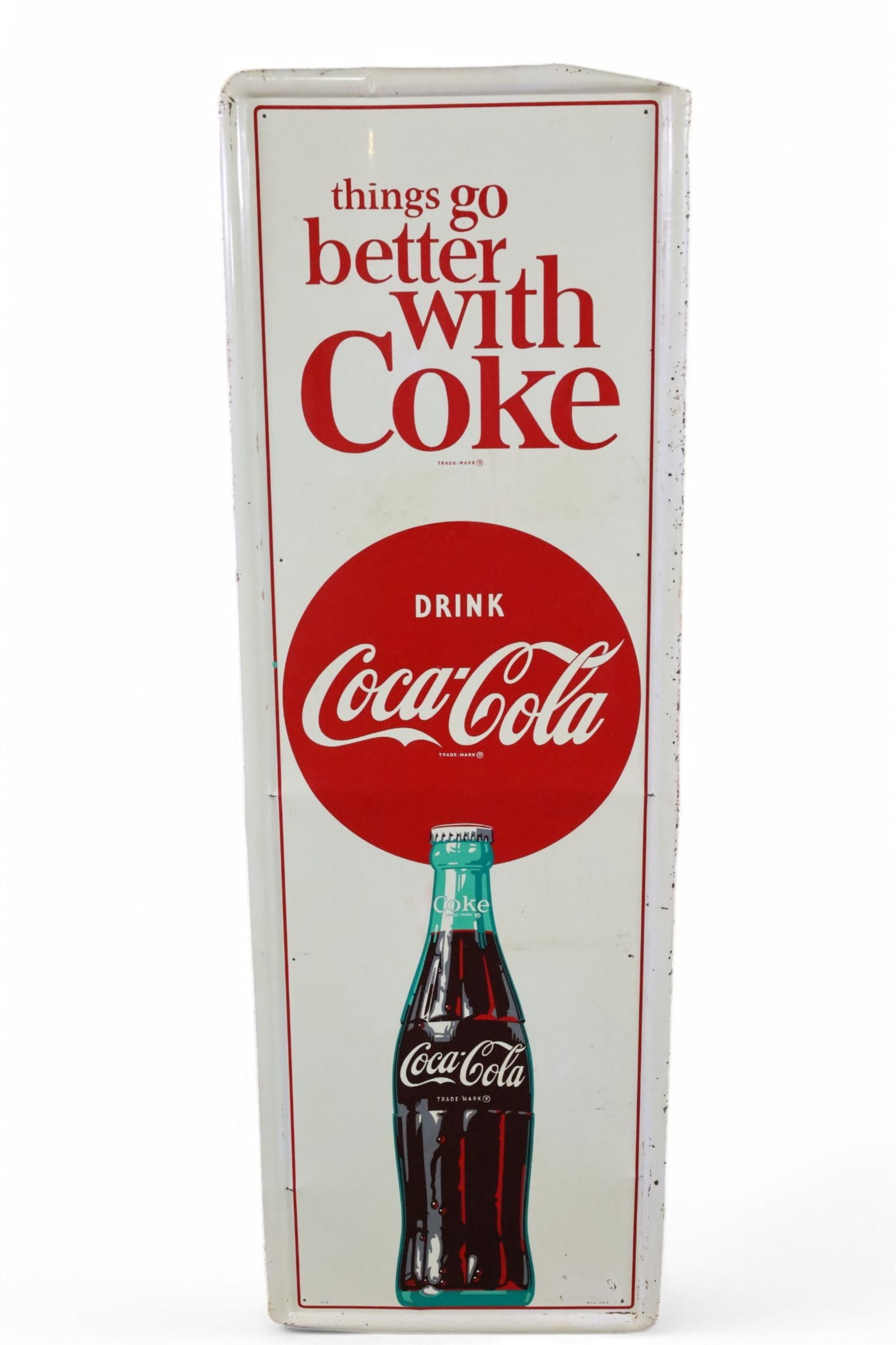 DRINK COCA-COLA W/ BOTTLE METAL SIGN (TAC) (1 of 6)