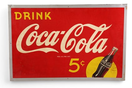DRINK COCA-COLA W/ BOTTLE METAL SIGN (TAC)