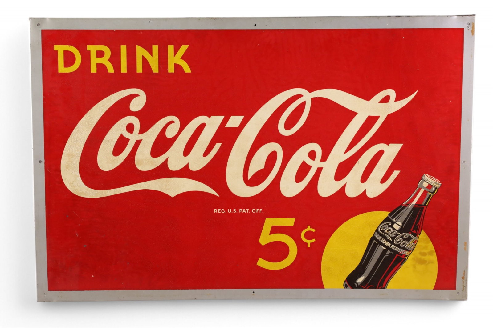 DRINK COCA-COLA W/ BOTTLE METAL SIGN (TAC) (1 of 5)