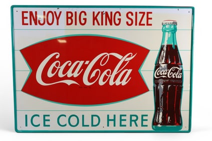 COCA-COLA "BIG SIZE" W/ BOTTLE METAL SIGN (TAC)