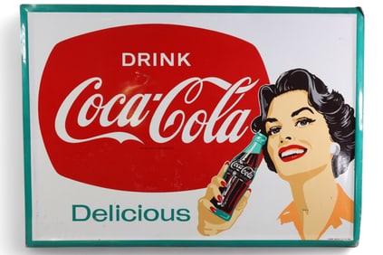 DRINK COCA-COLA W/ LADY METAL SIGN (TAC)