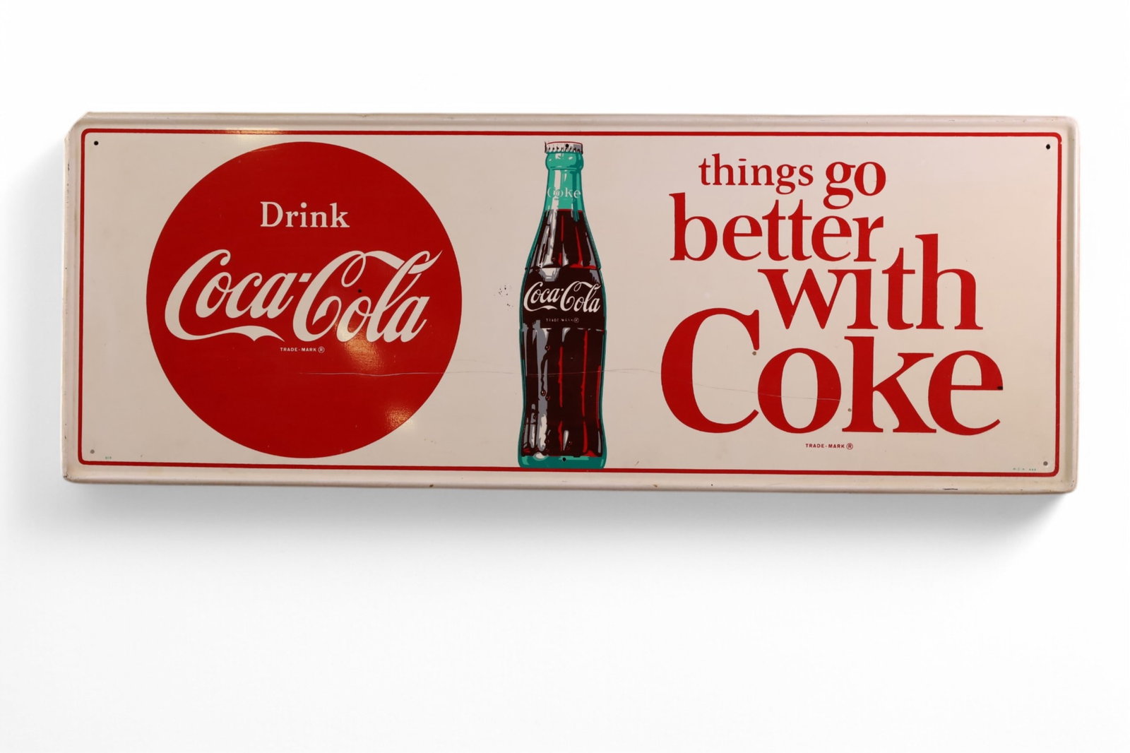 DRINK COCA-COLA W /BOTTLE METAL SIGN (TAC) (1 of 4)