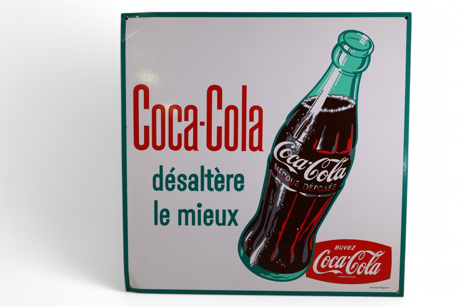 FRENCH COCA-COLA W/ BOTTLE METAL SIGN (TAC) (1 of 3)