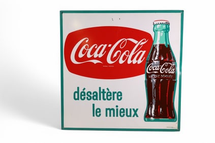 FRENCH COCA-COLA W/ BOTTLE METAL SIGN (TAC)