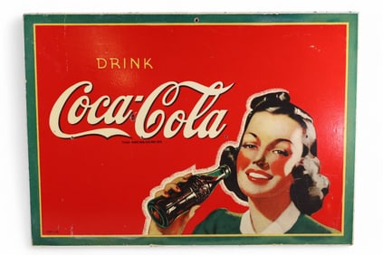 COCA-COLA W/ LADY MASONITE SIGN (TAC)