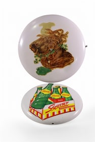 2-ORIGINAL COCA-COLA METAL BUTTON SIGNS