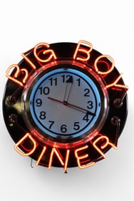 CONTEMPORARY BIG BOY DINER NEON CLOCK