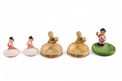 5 BOB'S BIG BOY FIGURAL ASHTRAYS