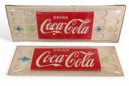 2 COCA COLA PLASTIC ADVERTISEMENTS