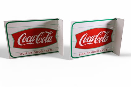 2 MODERN COCA COLA FLANGE SIGNS