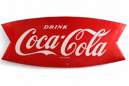 COCA COLA FISHTAIL METAL SIGN