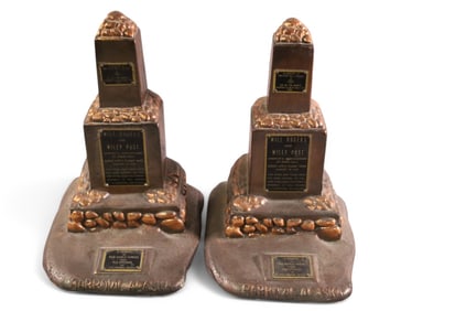 PAIR OF WILL ROGERS CAST METAL BOOKENDS