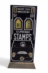 SHIPMAN COIN OP. ENAMEL & METAL STAMP MACHINE
