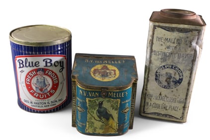 3 LARGE ADVERTISING TINS
