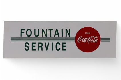 MODERN COCA COLA FOUNTAIN SERVICE PORCELAIN SIGN
