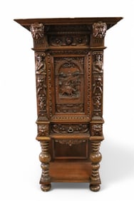 HIGHLY CARVED ITALIAN RENAISSANCE HALL CABINET
