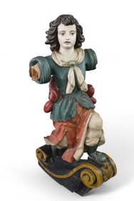 18th-19th C CARVED POLYCHROME PAINTED FIGUREHEAD