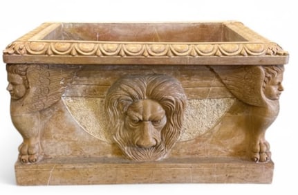 LARGE MARBLE FOUNTAIN BASIN OR PLANTER