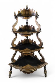 19TH CENTURY PAPIER MACHE CORNER SHELF