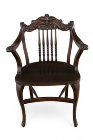 CARVED 1900'S MAHOGANY ARMCHAIR
