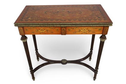 INLAID FRENCH STYLE GAME TABLE