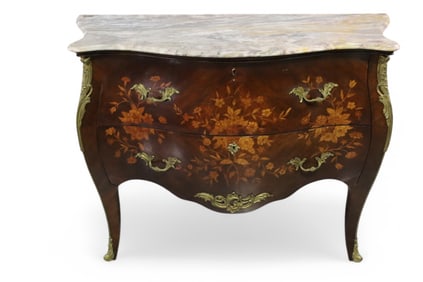 MARBLE TOP INLAID CHEST