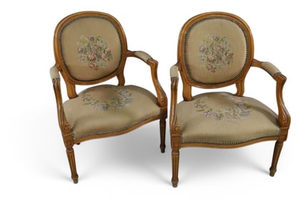 PAIR OF NEEDLEPOINT ARMCHAIRS