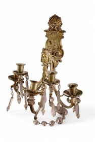 CRYSTAL PRISM & BRONZE FIGURAL WALL SCONCE