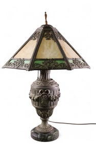 1920'S SLAG GLASS TABLE LAMP