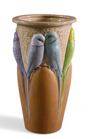 BIRD DECORATED POTTERY VASE