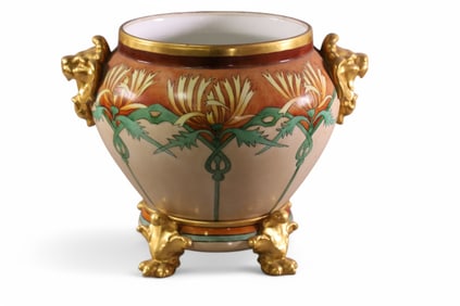 LIMOGES PORCELAIN JARDINIERE ON STAND