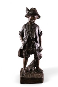BRONZE BOY HUNTER STATUE