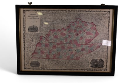 1862 JOHNSONS ATLAS FRAMED MAP