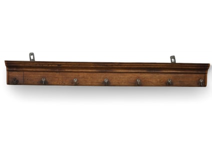 ANTIQUE OAK HANGING HAT RACK