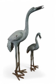 2 YARD CRANES FOUNTAIN STATUES