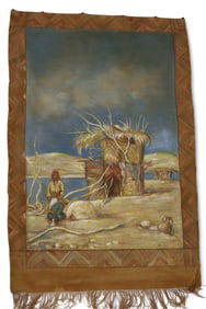 1920'S LORA WHITTAKER PAINTING ON FABRIC