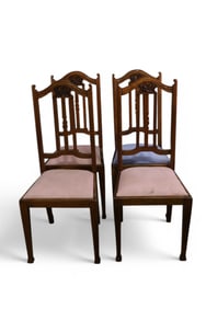 SET OF 4 ANTIQUE OAK DINING CHAIRS