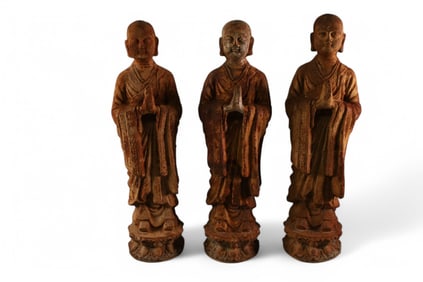 3 CAST IRON ASIAN GARDEN FIGURES